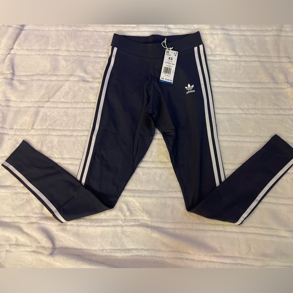 Women's Adidas Classics 3 Stripes Leggings - Navy - Size XS